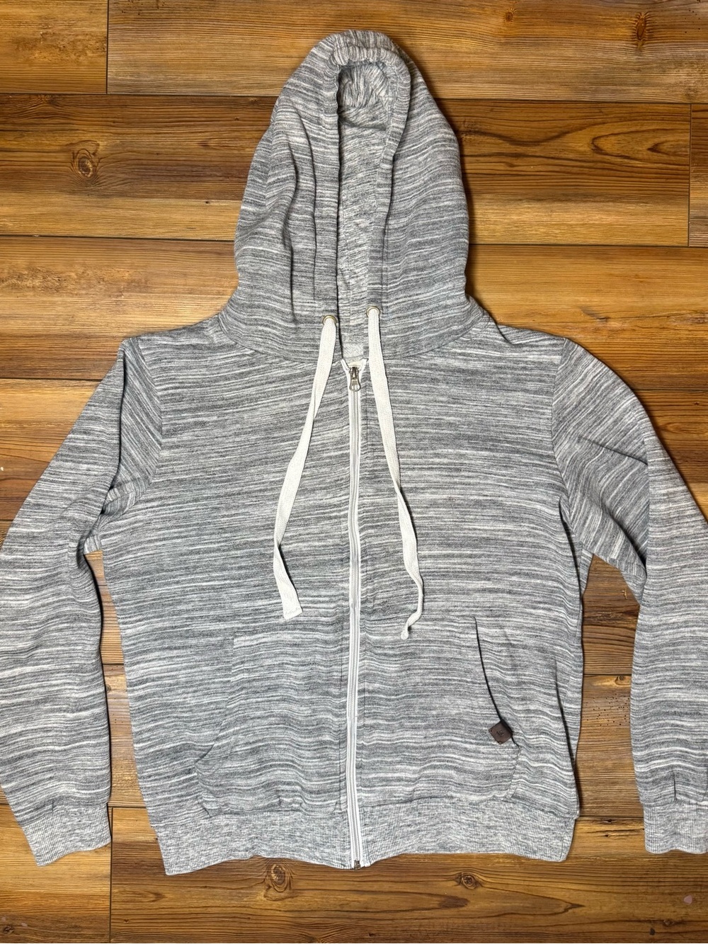 Doublju Gray Marled Zip Hoodie Womens Small Lightweight Athleisure Casual